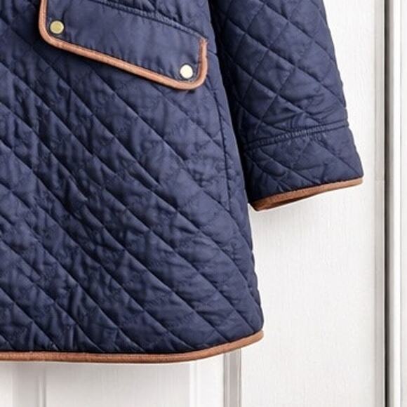 Talbots Quilted Barn Jacket Navy Blue Faux Leather Trim Women’s 3X - Picture 6 of 8